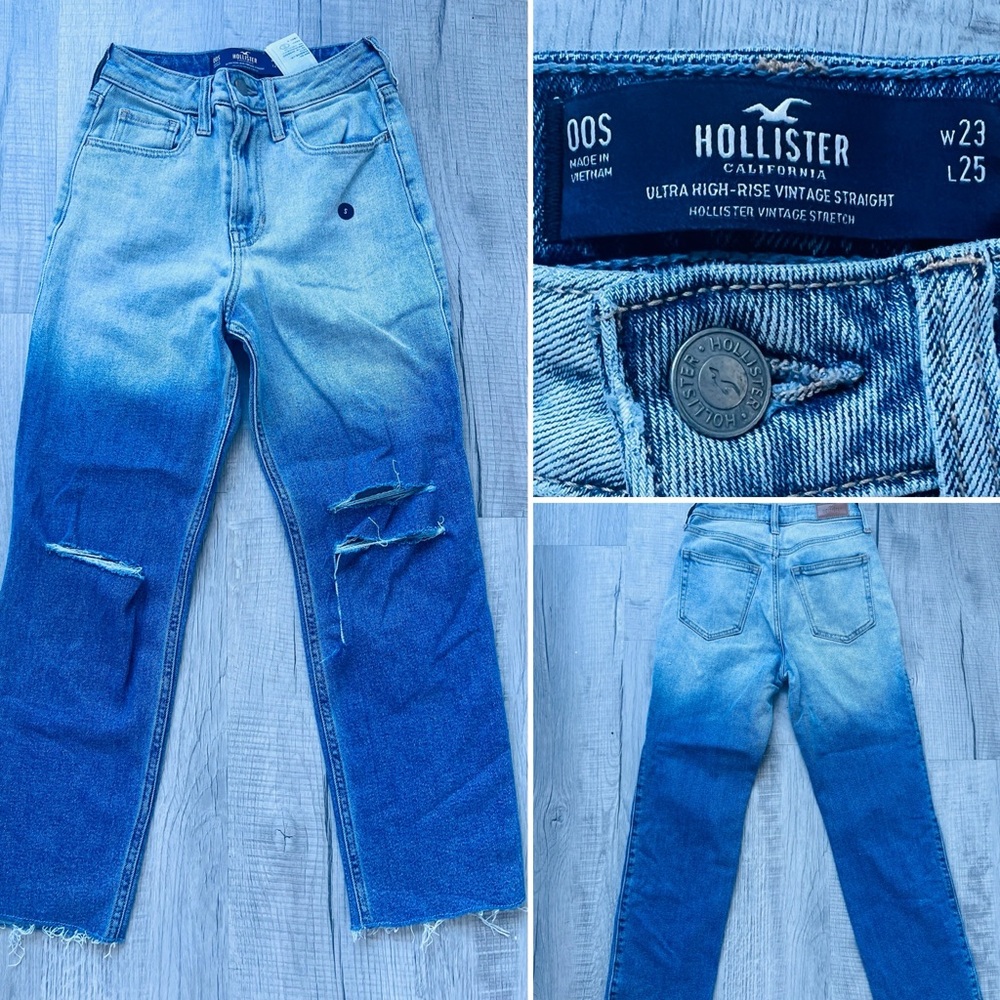 Hollister Men's Faded Blue Straight Jeans